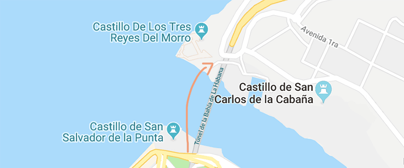 Mapa Tunel de la Habana Fortaleza San Carlos de la Cabaña Castillo El Morro