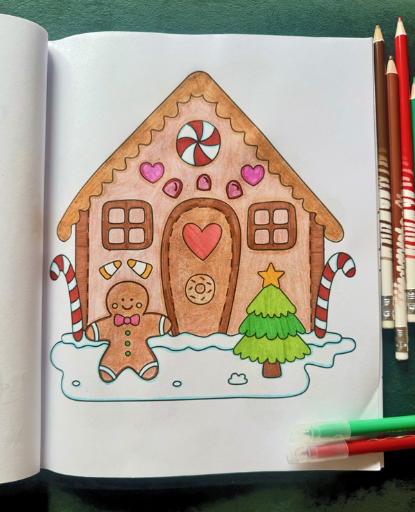 dibujos de navidad para colorear libro de navidad para colorear casa galleta de jengibre para colorear