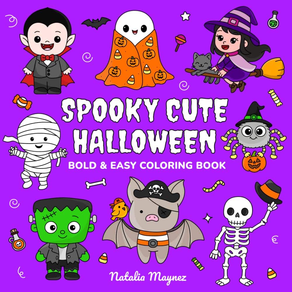 Spooky Cute Halloween: Bold and Easy Coloring Book for Kids and Adults – Spooky and Cute Halloween Characters & Scenes for Relaxation