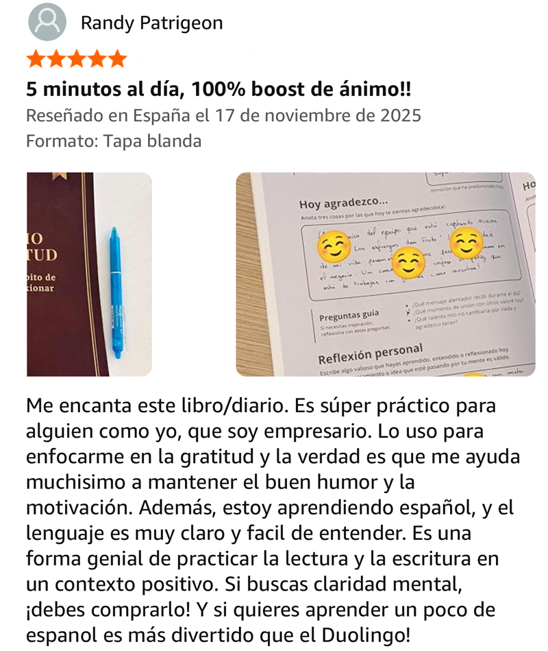 testimonial diario de gratitud